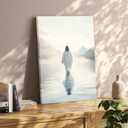 Jesus Canvas Wall Art Jesus Walking on Water Wall Decor Painting Christian Spiritual Poster Prints Modern Religious Pictures Wall Art for Living Room Bedroom Church Decoration 12x16in