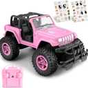 NQD RC Cars with DIY Sticker, Pink Remote Control Car for Girls, 2.4Ghz Jeep RC Trucks, Little Girl Toys Birthday Xmas for 3 Years Old and Up