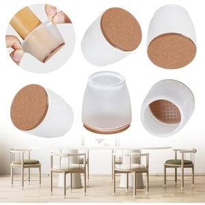 Pack of 3, MAYZOLOP Chair Leg Floor Protectors, 24 Pcs Silicone Felt Furniture Leg Pad for Protecting Floors from Scratches and Noise, Round Chair Feet Protectors (Large fit:1.3''-1.8'')