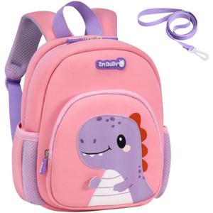 Padgene Toddler Harness Backpacks Safety Leash Kids Anti Lost Kindergarten Preschool Backpack Neoprene Lightweight Animal Schoolbag 3D Cartoon Dinasour Mini Travel Bag for Boys Girls Ages 3-5 (B-pinkpurple(can't Fit Folder))