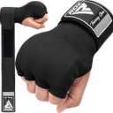 RDX Gel Boxing Hand Wraps Inner Gloves Men Women, Quick 100cm Long Wrist Straps, Elasticated Padded Fist Under Mitts Protection, Muay Thai MMA Kickboxing Martial Arts (Medium, Black)