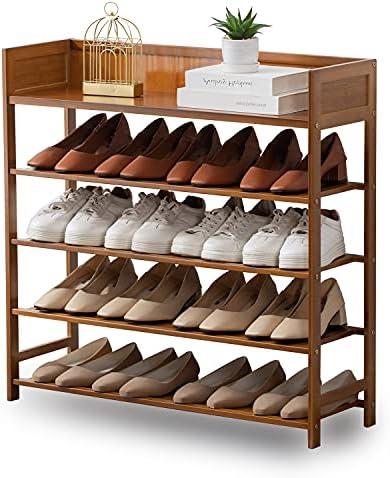 Suwoic Bamboo Shoe Rack Organizer, 5 Tier Shoe Shelf Storage Organizer, for Entryway, Hallway, and Closet (Brown-31.5) Suwoic Bamboo Shoe Rack Organizer, 5 Tier Shoe Shelf Storage Organizer, for Entryway, Hallway, and Closet (Brown-31.5)