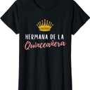 Quinceanera Hermana Sister Her Rose 15 Party Quince Matching T-Shirt (X-Small, Black)