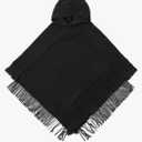 Solid Color Knitted Shawl Scarves For Women Soft Keep Warm Outdoor Cape Stoles Poncho With Tassels