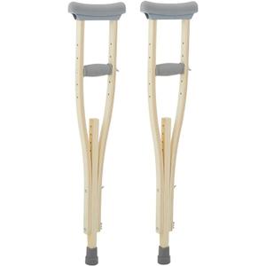 Sammons Preston Wooden Crutches, Adult Size, Latex Free, Sturdy Leg Supports for After Injury or Post Surgery, Adjustable Height and Handle Crutches for Elderly, Handicapped, and Disabled users