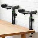 Vondynote Set of 2 Dual Side Clamping Studio Monitor Stands Desktop Clamp Speaker Stands Height Adjustable Against The Wall Extendable Top Plate Mounted by Screws