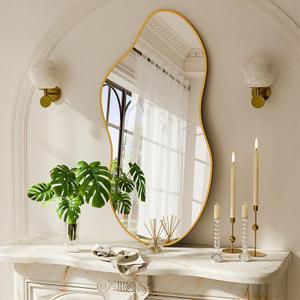 Irregular Wall Mirror 2440 Inch Wall Mirrors Decorative Gold Modern Asymmetrical Abstract Mirror for Bathroom Bedroom Living Room Entryway Hallway