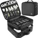 MATEIN Cable Organizer Bag, Waterproof Travel Electronic Storage with Adjustable Divider, Shockproof Portable Double Layer Tech Bag Carrying Case for Cord, Earbuds, Charger, SD Card, DJ Gifts, Black (Medium)