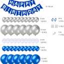 3 x 11st Birthday Party Decorations Blue Happy Birthday Banner Latex Confetti Balloons Number 11 Foil Balloon Silver Crown Star Mylar Balloon Cake Topper for Men Women Anniversary Party Supplies