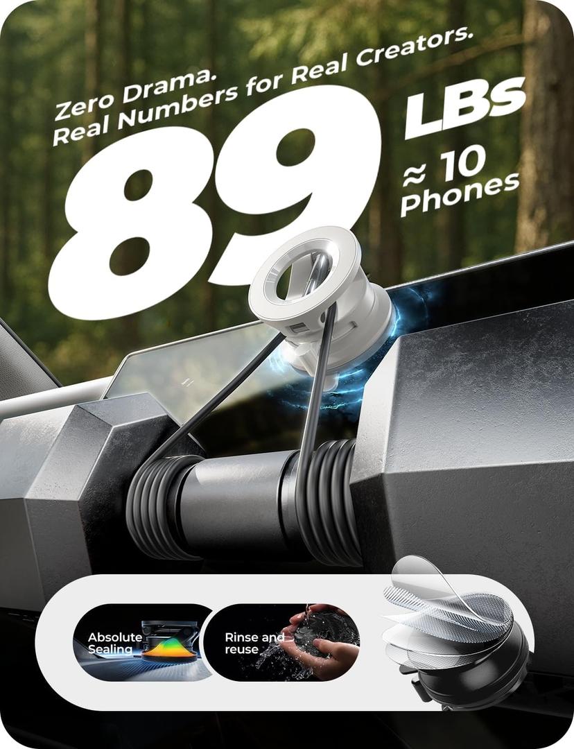 LISEN for Magsafe Car Mount, Magnetic Phone Holders for Your Car, Magnet Vacuum Phone Mount for Car Accessories for Women Men Jeep BMW, SuctionPro Valentines Day Gifts for Him Kits, for iPhone 1712