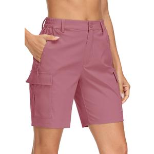 MAGCOMSEN Women's 7" Hiking Cargo Shorts Quick Dry Lightweight Golf Athlectic Casual Trendy Shorts with 5 Pockets (L)