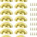 uxcell 14pcs Vintage Drawer Handle Metal Cup Drawer Pulls Knobs with Screws for Kitchen Cupboards Furniture Wardrobe, Gold Tone