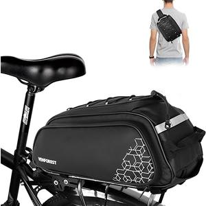 Bike Rear Rack Bag,20L PVC Waterproof Bike Trunk Bag for Road and Mountain Bikes, Multifunctional Bicycle Rear Seat Bag with Rain Cover Bike Saddle Bag for Cycling Trip (Black)