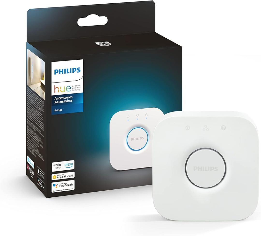 Philips Hue Bridge, Unlock the Full Potential of Hue Bridge System, Multi-Room and Out-of-Home Control, Create Automations and Zones, Smart Lighting Hub, Works with Voice and Matter-Compatible (1 Count (Pack of 1))