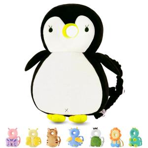 JunNeng Baby Head Protector Backpack, Toddler Walking Fall Head Protection, White Black Penguin