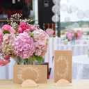 Colingmill 24 Pcs Wooden Table Number Stands Wedding Table Name Holder Semicircular Design Place Card Holders with 24 Pcs Tented Cards for Retail Shop Wedding Party Events Decoration (Wood Color)