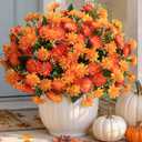 Artificial Fall Mum Flowers for Outdoor, Faux Chrysanthemum Bushes UV Resistant, Waterproof Floral Arrangements, Fake Autumn Daisy Flowers for Front Door Patio Garden Yard Planter Home Decor, Orange