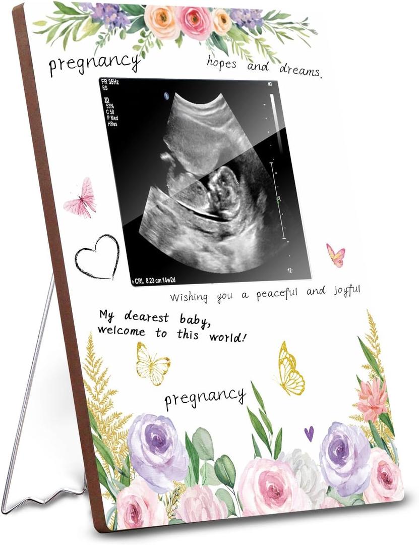 Wildflower Ultrasound Picture Frame, Baby in Bloom Baby Shower Decorations, Gender Reveal & Sonogram Picture Keepsake, Pregnancy Gifts for New Moms, Pregnancy Announcement Memory Frame