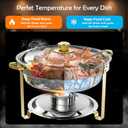 ALSO GO Round Chafing Dishes for Buffet with 4 Serving Tongs, 4 Pack 6QT Chafing Dishes Buffet Set, Golden Stainless Steel Catering Food Warmer for for Party, Gathering,Wedding