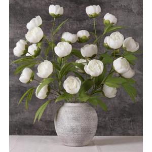 florisso 6 Pcs 27" Faux Silk Artificial Peony Flowers, Fake Peony Branches for Vase DIY Bouquet Centerpieces Wedding Shower Decorations, White