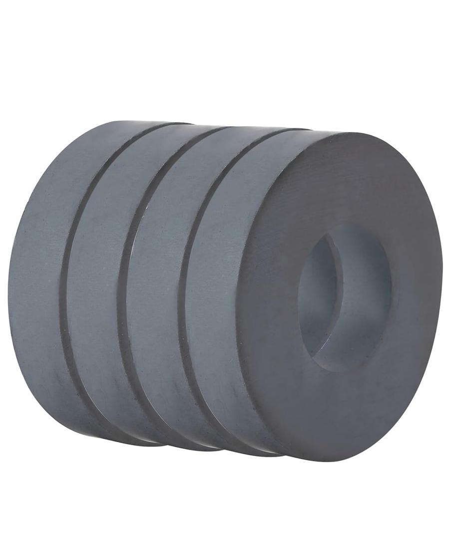 Ferrite Magnet Ring OD2.4 x ID1.3" x 0.4", Grade C8 Ceramic Magnets for Industry Science Experiment,Crafts and Hobbies-4pcs