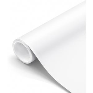 seonta Thick White Contact Paper Matte White Wallpaper 16"x198" Waterpoof Peel and Stick Wallpaper Decorative Self Adhesive Decorative Vinyl Film Wrap Contact Paper for Walls Furniture Countertop