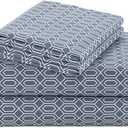 Comfort Spaces 100% Cotton Sheets Queen, Breathable, Naturally Cool Cotton Sheets, Soft Cotton Bed Sheets with 14" Elastic Pocket Fits up to 16" Mattress, All Seasons Sheet Set, Diamond Blue 4 Piece