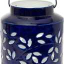 Boston International Lantern/Candle Holder Decorative Metal Outdoor Lanterns | Home Tabletops Mantels Patios: Large, Navy Blue