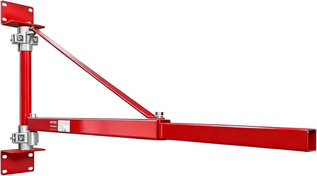 660LBS Max Load Wall Mount Jib Crane, Hoist Support Arm, Electric Hoist Holder Swing Arm, 180 Swivel Steel Lifting Arm with Adjustable Pole for Hoist, Scaffolding Lift, Factories, Garage