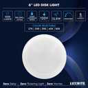 LUXRITE 6 Inch LED Disk Lights, Dimmable Flush Mount Ceiling Light, 5CCT Selectable 2700K 3000K 3500K 4000K 5000K, 12.5W, 1000LM, Surface Mount Light Fixture, Damp Rated, Energy Star, ETL (White)