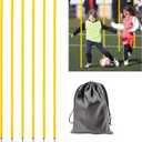 6 Pcs 5FT Adjustable Agility Training Poles for Soccer,Basketball,Football,Dog,Horse Training-Speed and Agility Training Equipment Sports Training Sticks with Stainless Steel Ground Nails (Yellow)