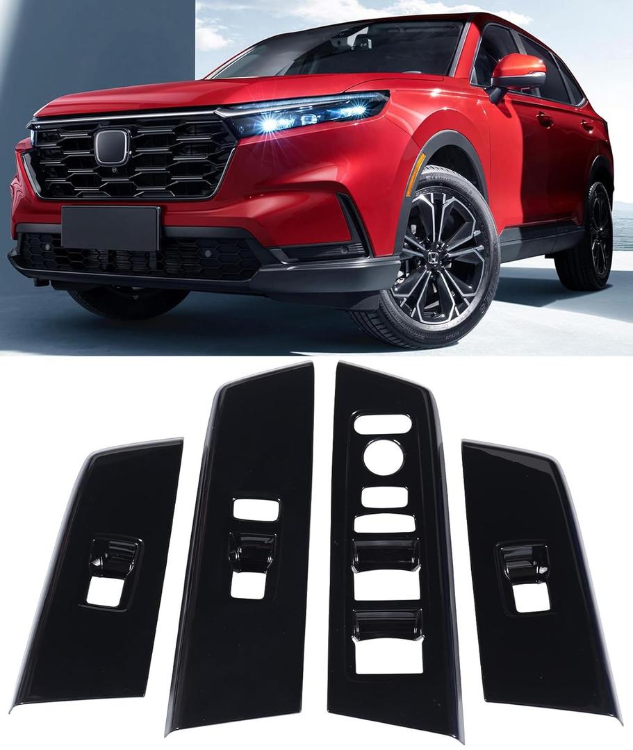 for 2023 2024 2025 2026 CRV Window Switch Protective Panel, Cool Sporty Window Control Protector Trims Molding for Honda CR-V LX, EX, EX-L, Sport Hybrid, Sport-L, Sport Touring- Gloss Black