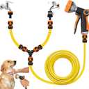 14Pc Dog Washing Hose Attachment - 9.84Ft Long Hose, 2 in 1 Hot & Cold Kitchen Faucet Connector, Y-Splitter & 8 Spray Patterns Garden Hose Nozzle for Watering, Car Wash, Cleaning and Showering Pets