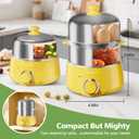 Hard Boiled Egg Cooker - CACHOO 14-Egg Rapid Stainless Steel Egg Boiler with 30-Min Timer & Auto Shut Off, Compact Electric Vegetable Steamer for Cooking, Dishwasher Safe, Retro Yellow