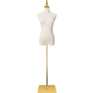 Female Mannequin Torso, Dress Form for Sewing 55-71Inch Height Adjustable Women Model, Mannequin Body High Stability Gold Metal Stand for Clothing Dress Jewelry Display