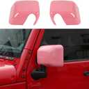Side Mirror Covers,Rearview Mirrors Trim Decoration Kit 2Pcs for Jeep Wrangler 2007-2018 JK JKU(Pink)