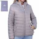 Women's Packable Winter Puffer Coat | Lightweight Quilted Jacket with Hood | Full Zip Travel