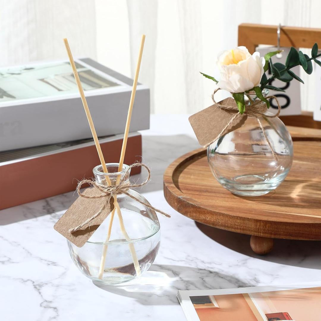 Baderke 5 Sets 5 oz Mini Glass Bottle with Cork Lids Round Small Decorative Jar Ball Shaped Glass