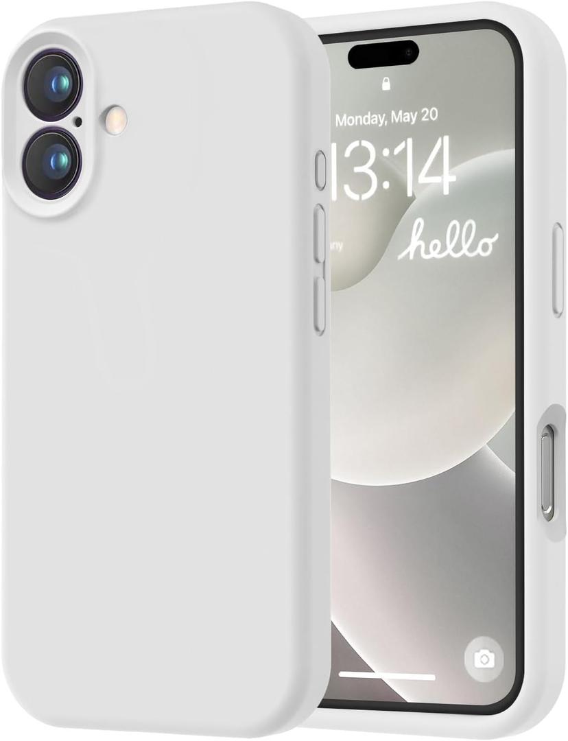 LOVE 3000 Designed for iPhone 16 Case, Premium Silicone with [Soft Anti-Scratch Microfiber Lining] Shockproof Protective Phone Case for Men Women Girls 6.1", White