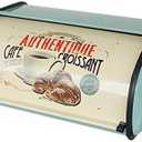 SOTECH Metal Bread Box with Roll Top Vintage Breadbox for Kitchen Countertop Retro Bread Bin Holder Counter Farmhouse Bread Storage Container Blue