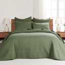 Levtex home Levtex Home - Cross Stitch Bedspread Set - King Bedspread and Two King Shams - Cross Stitch Pattern - Bedspread (120x104in.) and Sham (20x36in.) - Cotton (Forest Green)