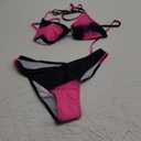 SHENHE Women's 2 Piece Swimsuits Tie Dye Halter Triangle Bikini Set Bathing Suits (Black) Small