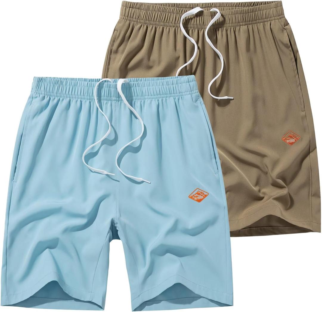 Vcansion 2 Pack Men's Outdoor Lightweight Hiking Shorts Quick Dry Sports Casual Running Shorts with Pockets (XXL)