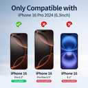 Ambison [2 Pack Matte Glass Screen Protector Compatible for iPhone 16 Pro, Dynamic Island Compatible/Anti-Glare [No Bubbles] Install Frame/Smooth as Silk, iPhone 16 Pro 6.3inch 2024