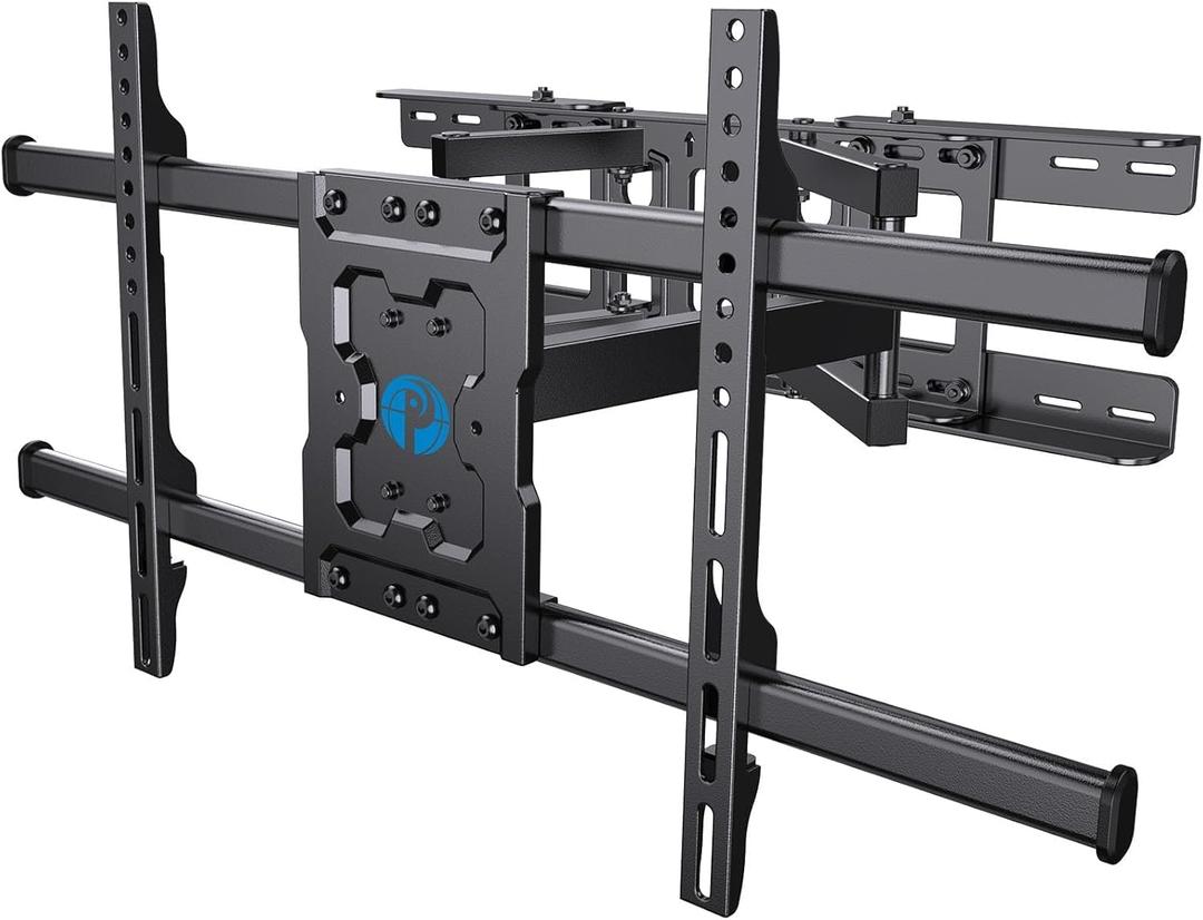 Full Motion TV Wall Mount Articulating Arms Swivel Tilt Rotation for Most 37-84 Inch OLED, LCD, LED Flat Curved TVs, Extension to 24 inch Wood Stud up to 132lbs Max VESA 600x400mm by Pipishell