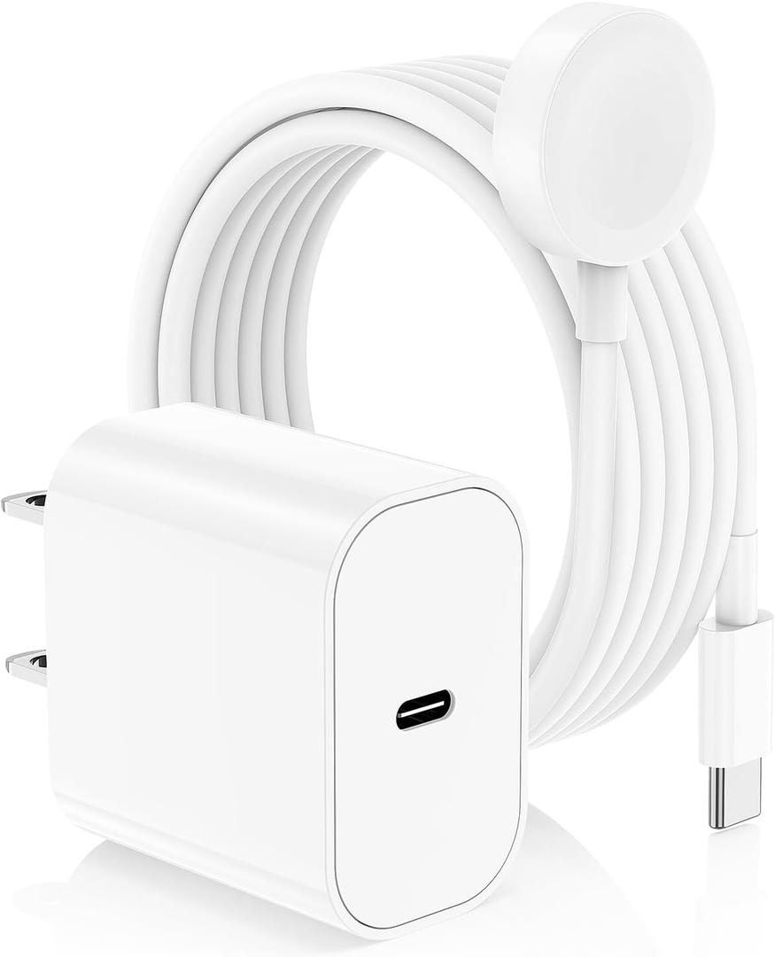 Apple Watch Charger, [ MFi Certified ] iPhone Magnetic iWatch Charger to 6ft USB C Fast Charging Cable Cord Long and Type C Wall Charger Block Plug for iWatch Series 11/10/9/Ultra/8/7/SE/SE2/6/5/4/3/2