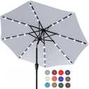 ABCCANOPY Durable Solar Led Patio Umbrellas with 32LED Lights 11FT (Light Gray)