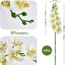Sherika 38 Inch Orchid Artificial Flowers Real Touch Latex Fake Phalaenopsis Orchid Branches 9 Large Blooms, Faux Orchids Stems for Home Office Wedding Decoration(Green White, 2PCS)
