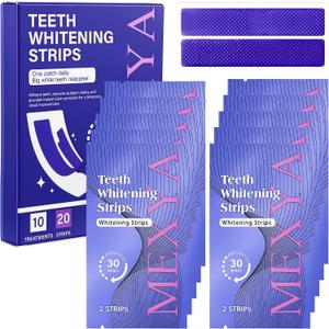 2 x Teeth Whitening Strips, Purple Pap Formula, 20 Strips/10 Treatments | Hydrogen peroxide-free PAP formula with fresh mint feel for coffee, tea and wine yellow-tone stain care
