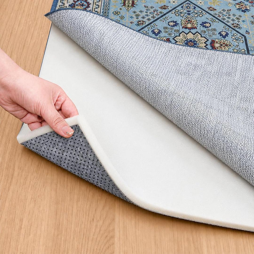 Non Slip Cushioned Rug Pads Rug Carpet Padding 8x10 Ft, 1/4 inch Thick Comfort Memory Foam Rug Pad for Under Area Rugs and Hardwood Floors, Keeps Area Rugs Softly Securely in Place